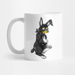 Bobtail BunnyCat: White Bicolor (Black) Mug